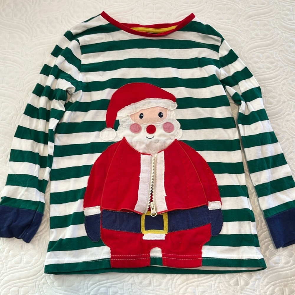 Mini Boden Santa Appliqué long sleeve shirt size 6-7 years